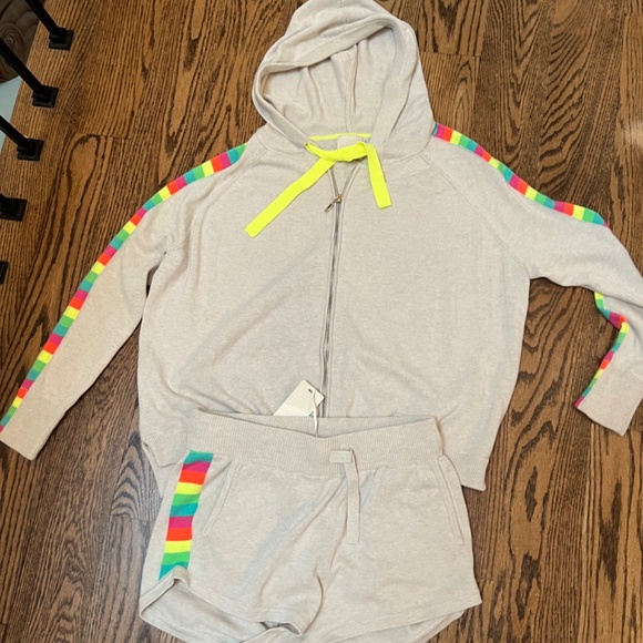 NWT Whisper by Brodie Rainbow shorts and NWOT hoodie - Picture 3 of 4